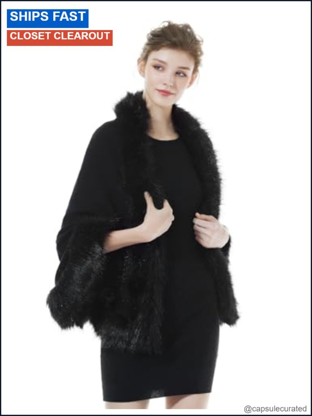 Faux Fur Shawl Wrap Stole Bridal Winter Wedding Hook Eye Closure